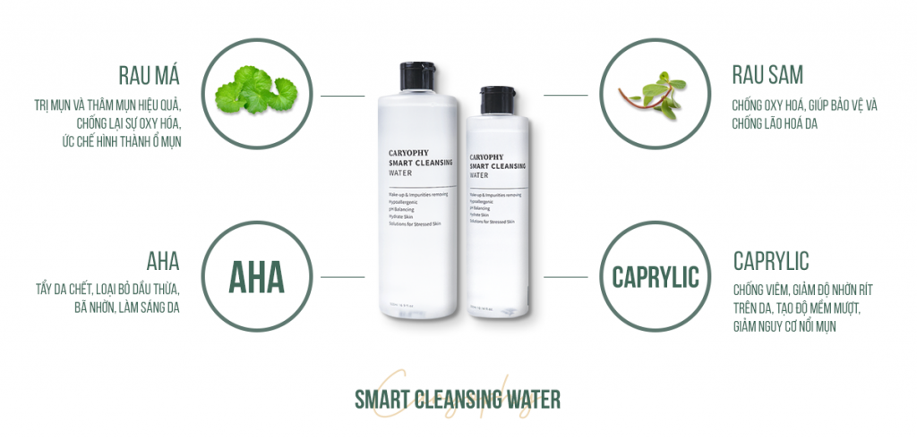 Bảng thành phần cơ bản của Caryoophy Smart Cleansing Water